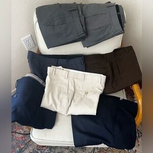 Men's Gray, Navy, Brown, and Cream Dress Pants Lot of 7 size 34